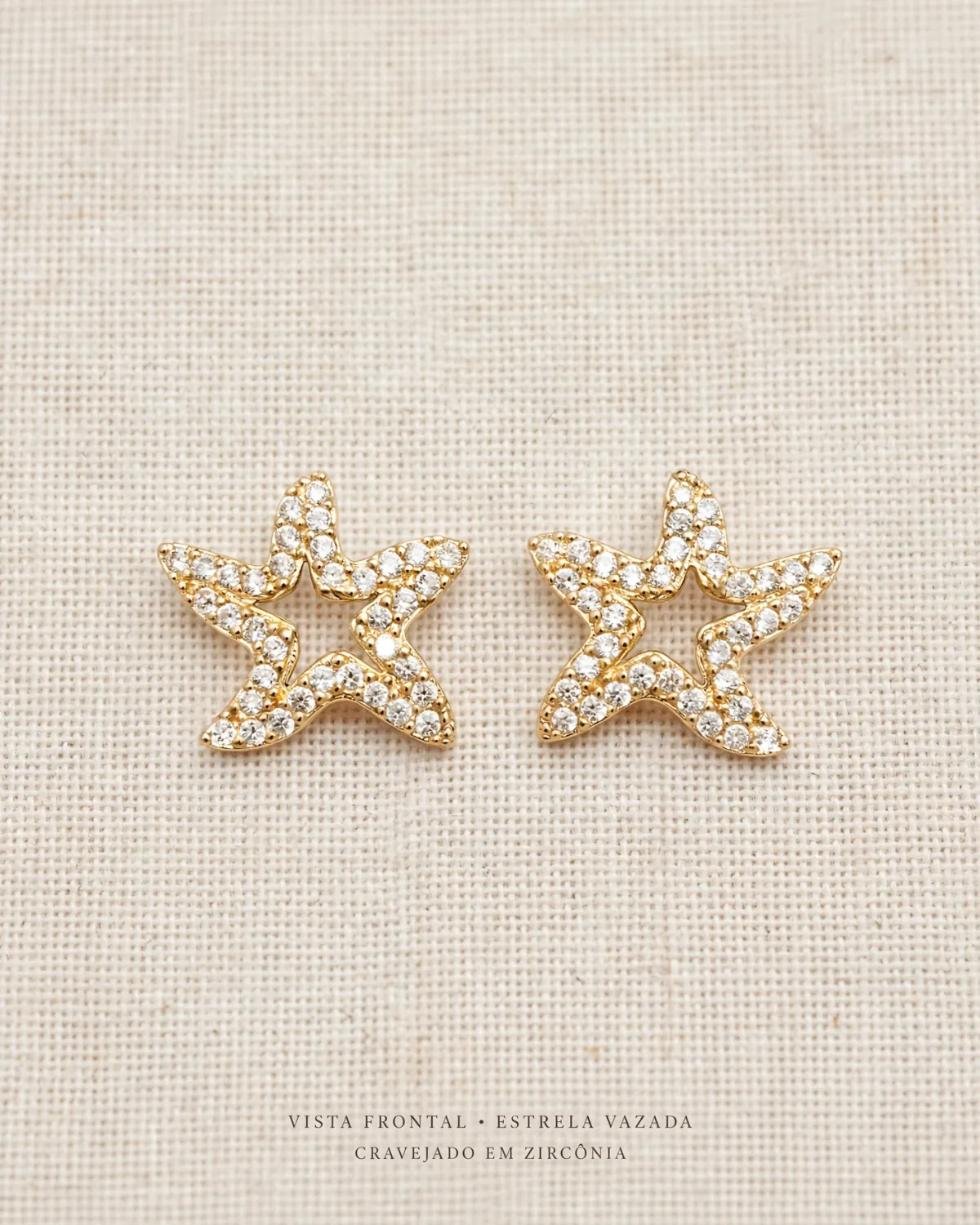 Brinco Estrela do Mar Cravejado (M) — GLANZ Semi Joias