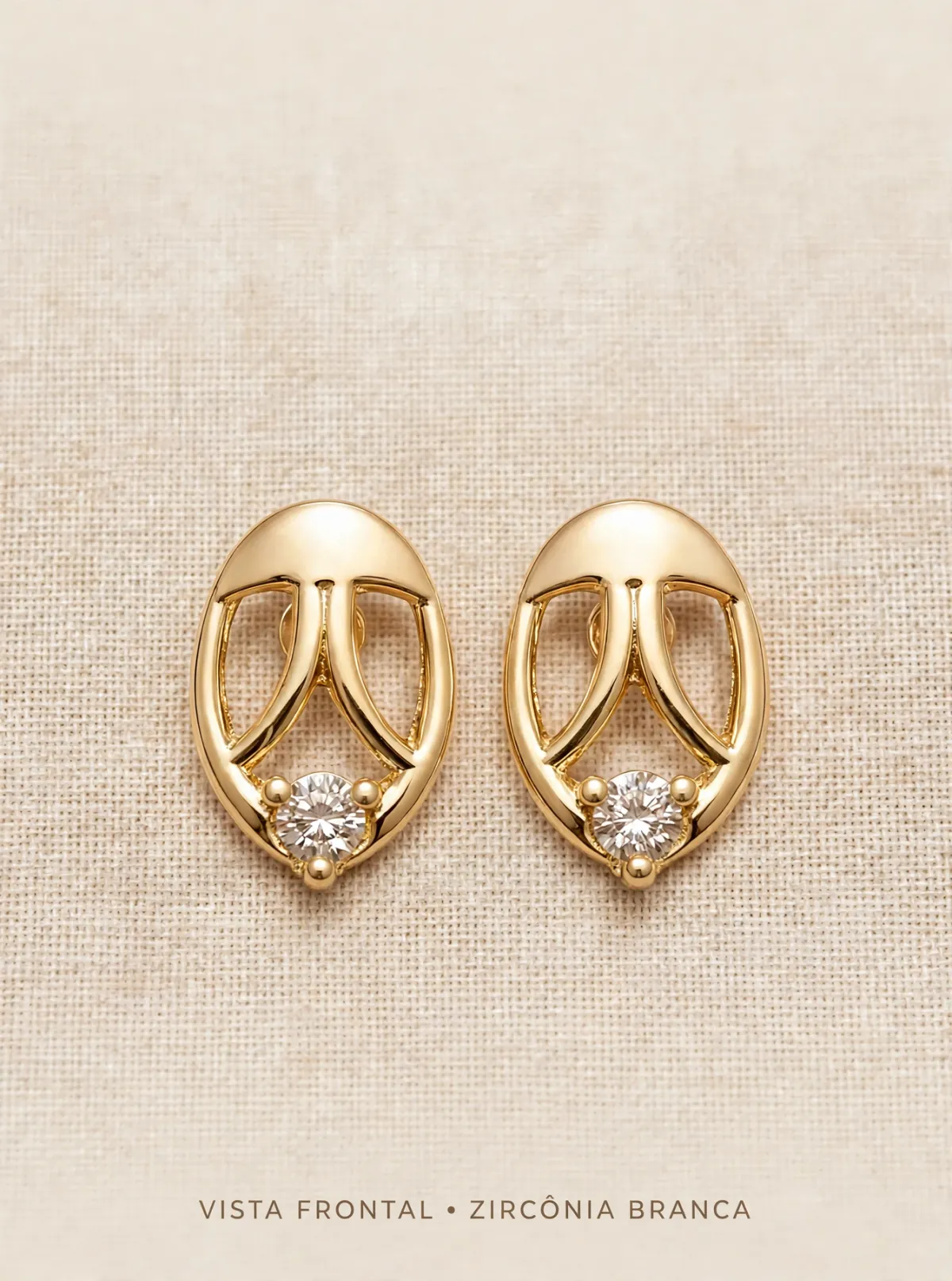 Brinco Oval Espaços Vazados (M) — GLANZ Semi Joias