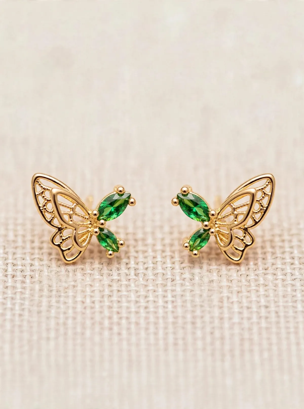 Brinco Papillon Verde - Duplo Navete (M) — GLANZ Semi Joias