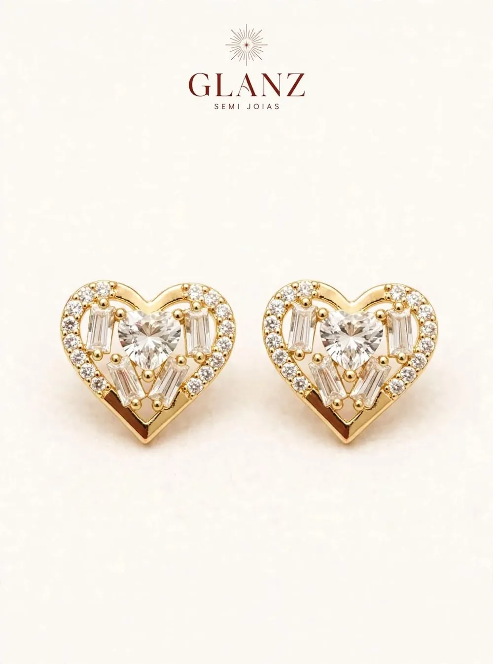 Brinco Coração Cristal GLANZ