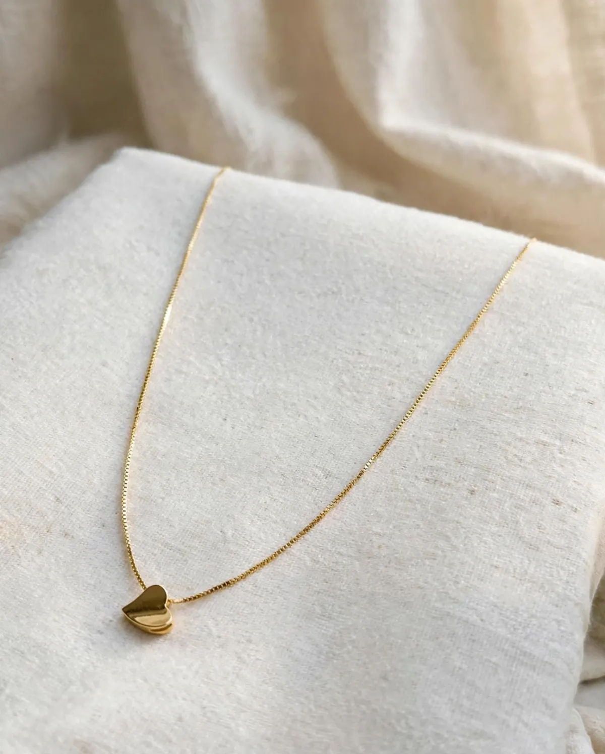 Colar Veneziana com Pingente Coração Liso — GLANZ Semi Joias